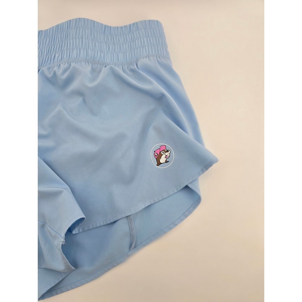 Buc-ee's Athletic Shorts Womens XL Blue Smocked Waist Running Beaver Logo XL - Picture 2 of 5
